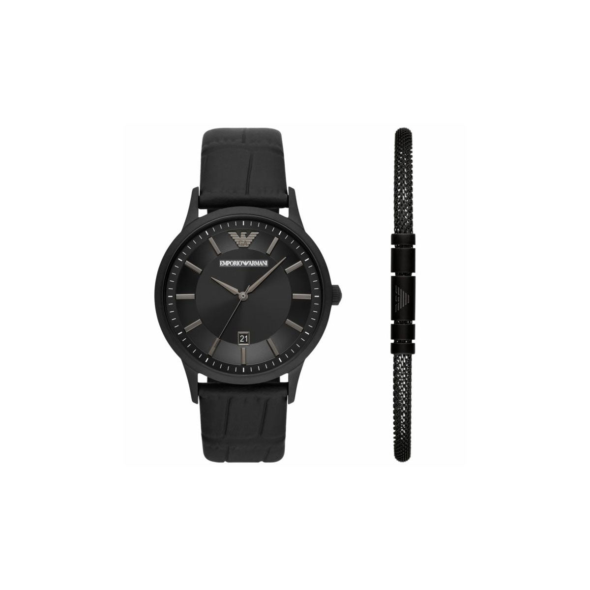 Emporio Armani AR80057 Men's Watch 43 Mm Black Gift Set